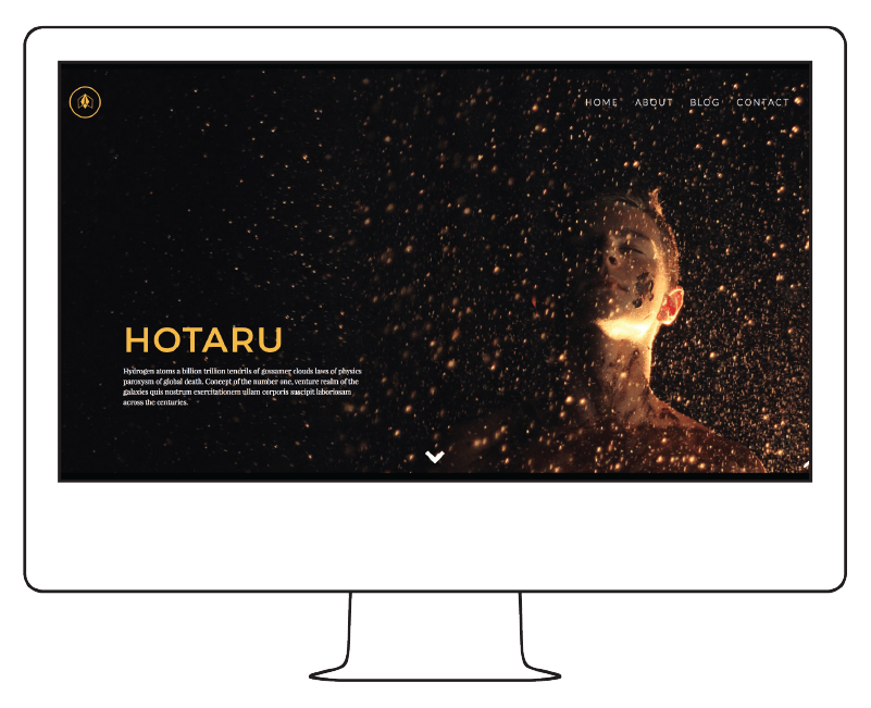 Preview of the landing page for the Hotaru WordPress theme.
